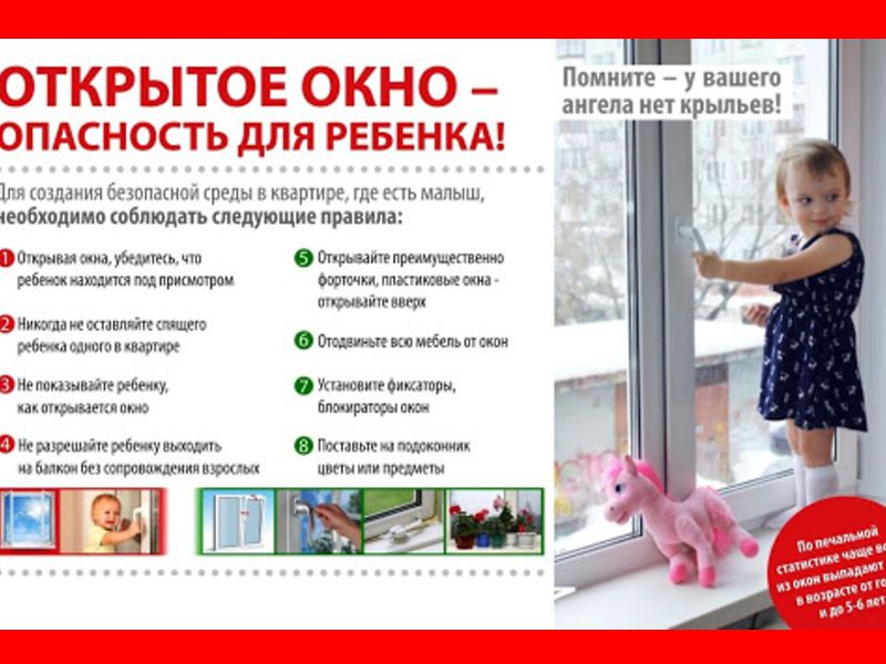 РОДИТЕЛИ, ВНИМАНИЕ! Памятка для родителей по профилактике выпадения детей из окна.